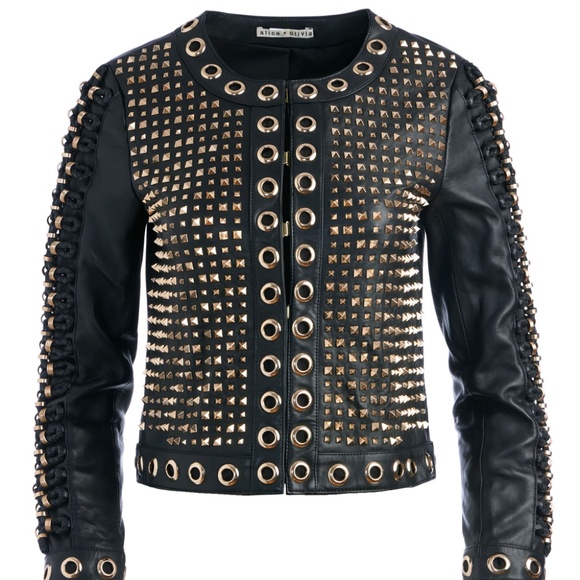 KIDMAN EMBELLISHED LEATHER BOXY JACKET + RILEY A-LINE STUDDED LEATHER SKIRT - Picture 7 of 9